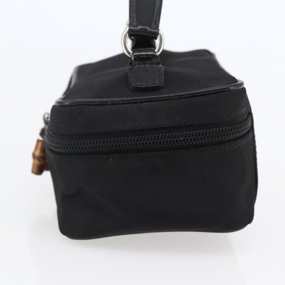 GUCCI Bamboo Vanity Hand Bag Nylon Black Silver Auth - Picture 4 of 16
